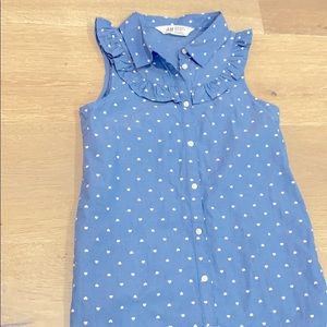 H&M Blue Denim Dress w/ White Hearts Made in India